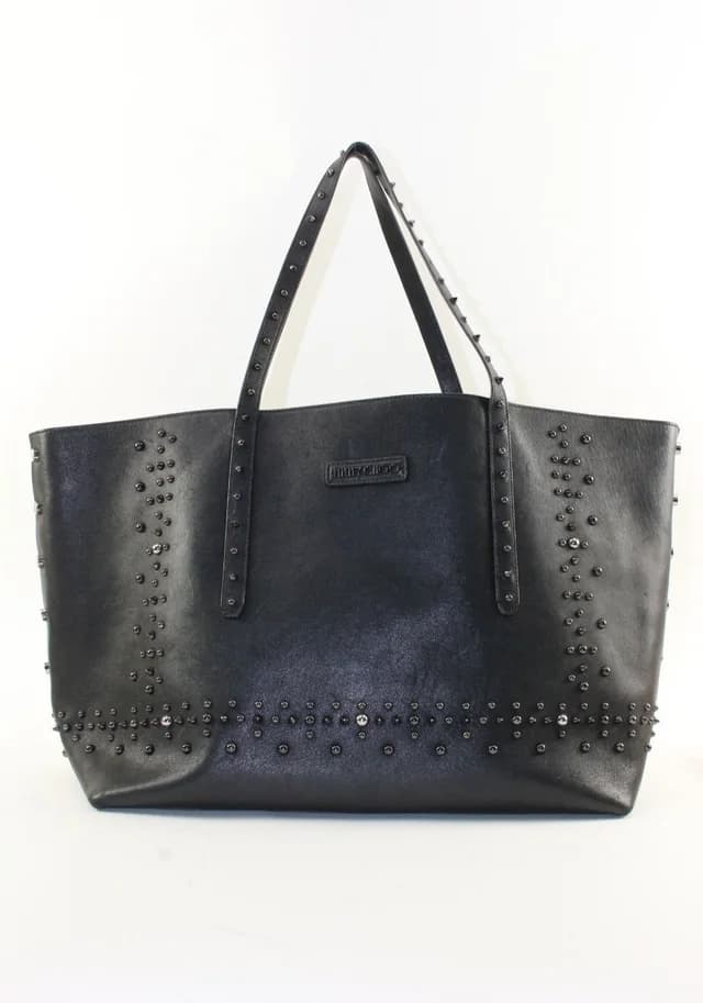 Jimmy Choo Black Leather Studded Tote Spike Grommet Rivet in Black Leather from Bagriculture, photo 1 of 1