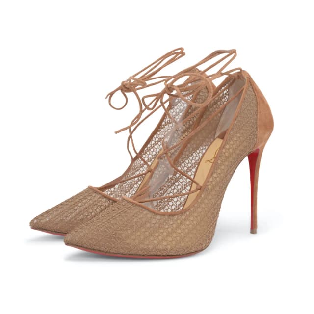 Christian Louboutin & Mesh Peropik 100 Pumps 40 in Biscotto Suede from Blue Spinach, photo 1 of 1