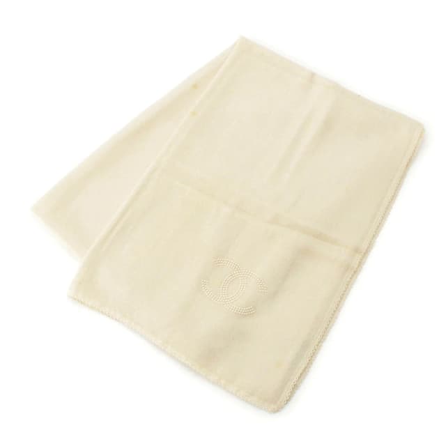 Chanel Pearl CC Logo Large Scarf Shawl White in White Cashmere from The Reluxe, photo 1 of 1