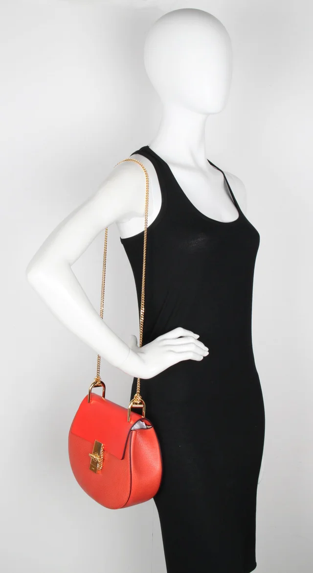 Chloé Drew Small Bi-Col Nappa, Coral Pop/Gold, image 1 of 1 from Cultstatus