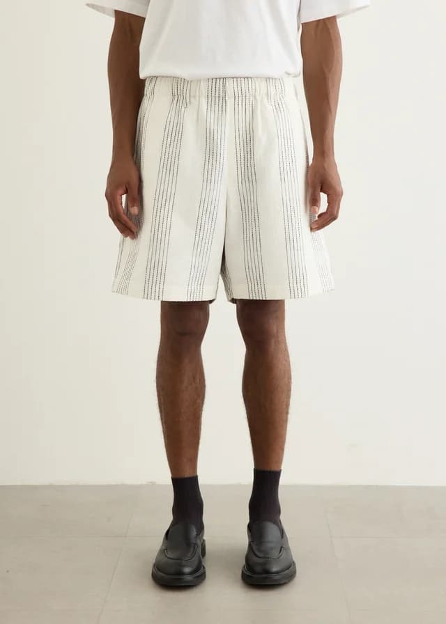 Commas Kantha Patch Pocket Shorts in Off White, image 1 of 1 from Incu