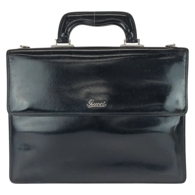 Gucci Vintage Black Silver Leather Business Briefcase in Black Leather from The Reluxe, photo 1 of 1
