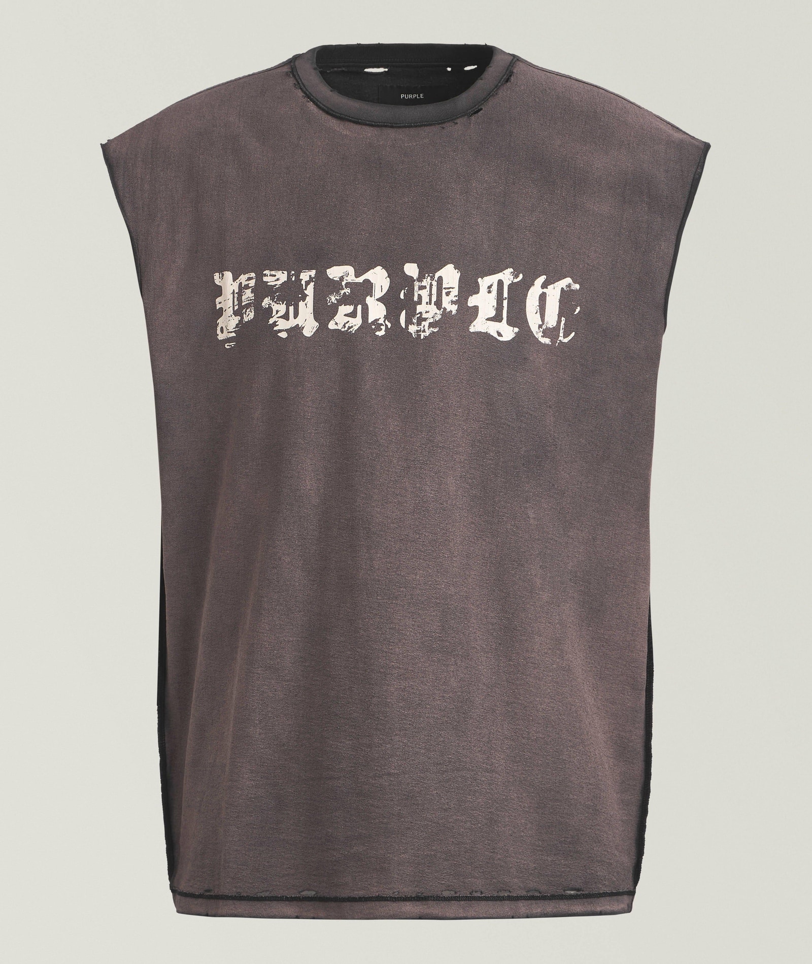 Purple Brand Worn Gothic Cotton Muscle T-Shirt in Black Cotton & Cotton Blends, image 1 of 1 from Harry Rosen