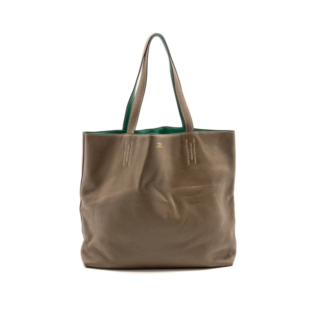 Hermès double sense tote bag clemence etoupe/green stamp A in Taupe Clemence leather from EMIER, photo 1 of 1