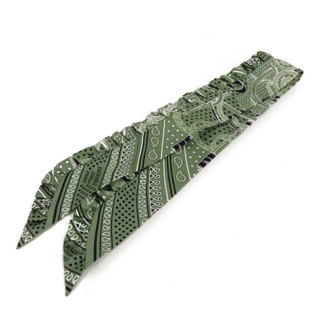 Hermès Twilly Ruffles Khaki Green Silk Eperon D'or Bandana Apron Scarf in Green Silk from The Reluxe, photo 1 of 1
