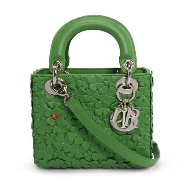 Dior Clover Allover Mini Lady in Lucky Green Lambskin from Blue Spinach, photo 1 of 1