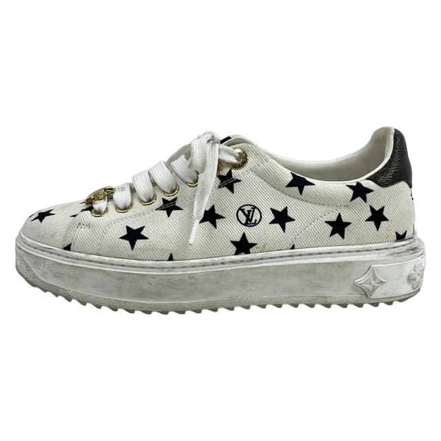 Louis Vuitton Sneakers Time Out Line Star Print White Black Brown Monogram 35.5 in Black Canvas from The Reluxe, photo 1 of 1