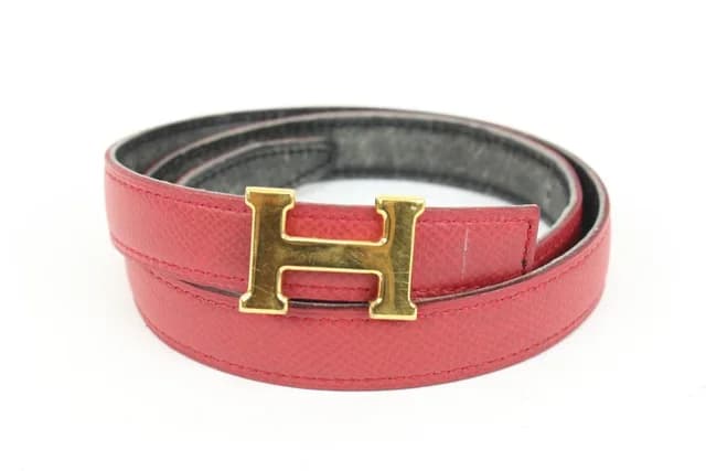 Hermès 18mm Gold x Black x Red Reversible H Logo Thin Belt Kit in Black from Bagriculture, photo 1 of 1