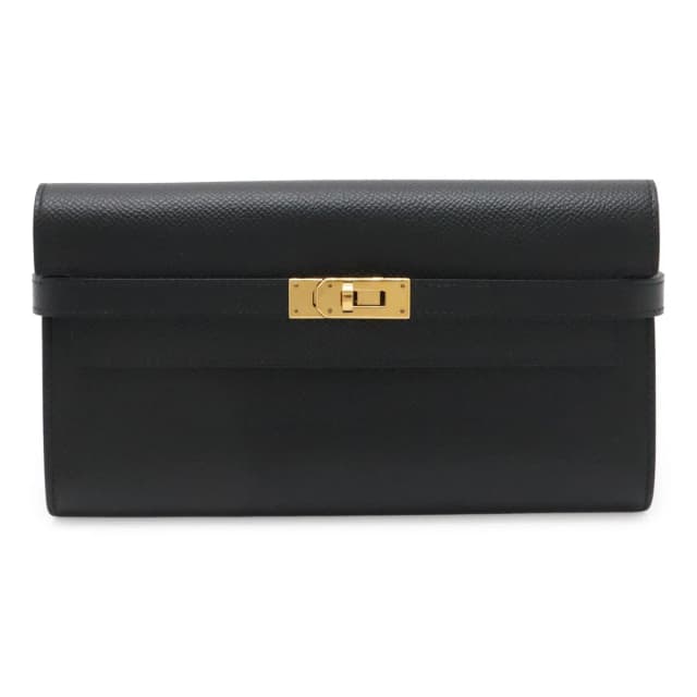 Hermès Kelly Wallet Long Bifold Veau Epsom Black Gold in Black Epsom leather from The Reluxe, photo 1 of 1