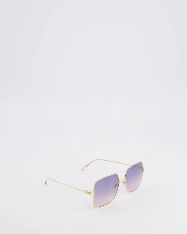 Gold Santos De Cartier 57MM Square Sunglasses with Pink Tone Lenses in Pink from Sellier, photo 1 of 1
