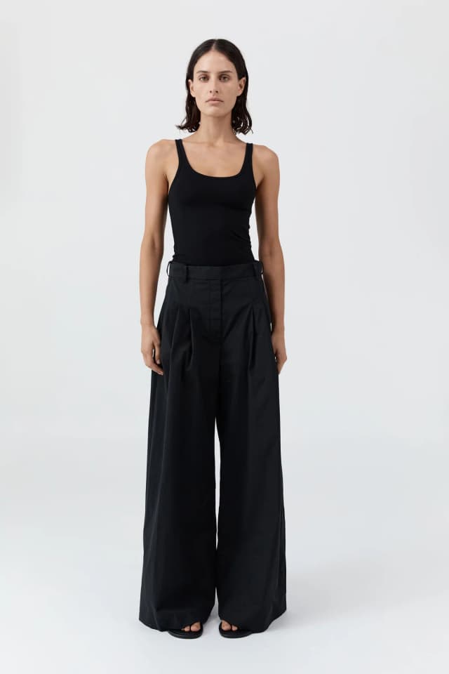 St Agni Soft Jersey Slim Scoop Tank - Jet Black, image 1 of 1 from St. Agni