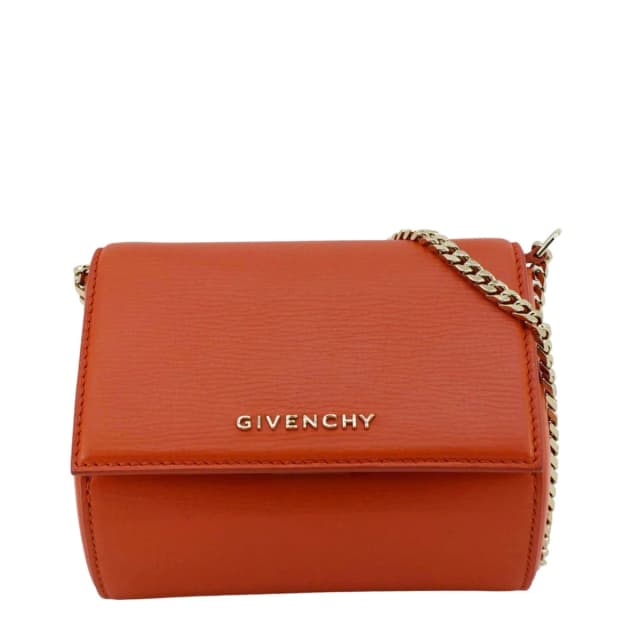 Givenchy Pandora Box Mini Leather Chain Shoulder Bag Orange in Orange Leather from Dallas Designer Handbags, photo 1 of 1