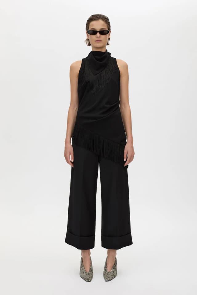 C&M CAMILLA AND MARC SALE Caius Manstyle Wide Leg Pant in black, image 1 of 1 from Camilla and Marc