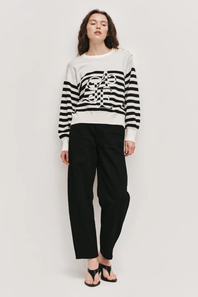 AJE Zara Logo Knit Jumper in IVORY/BLACK, image 1 of 1 from Aje