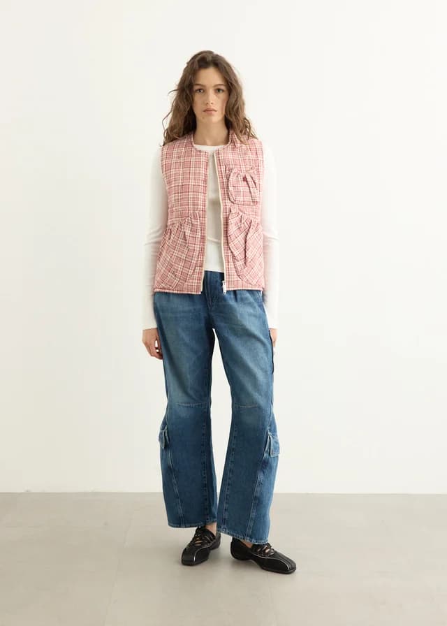 Story MFG Girolle Vest in RED CHECK, image 1 of 1 from Incu