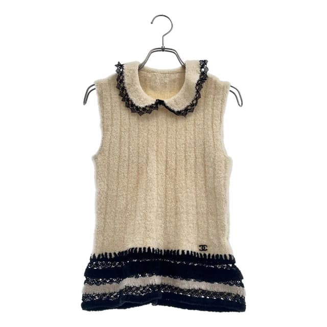 Chanel Wool Blend Sleeveless Round Color Top Beige Black in Black Wool from The Reluxe, photo 1 of 1