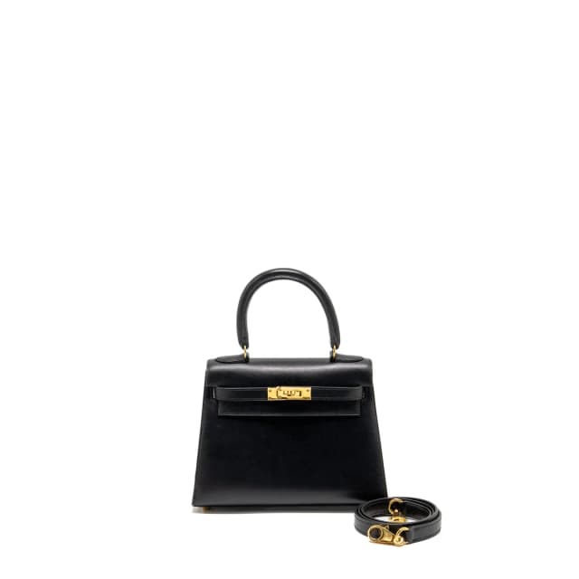 Hermès vintage mini kelly 20 box black GHW stamp square C in Black Box leather from EMIER, photo 1 of 1