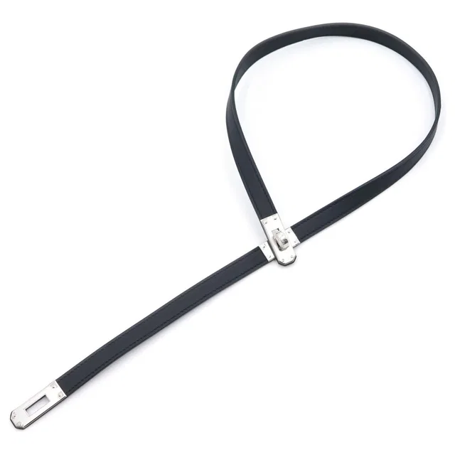 Hermès Kelly Choker Black Swift Leather Silver Necklace in Black Swift leather from The Reluxe, photo 1 of 1