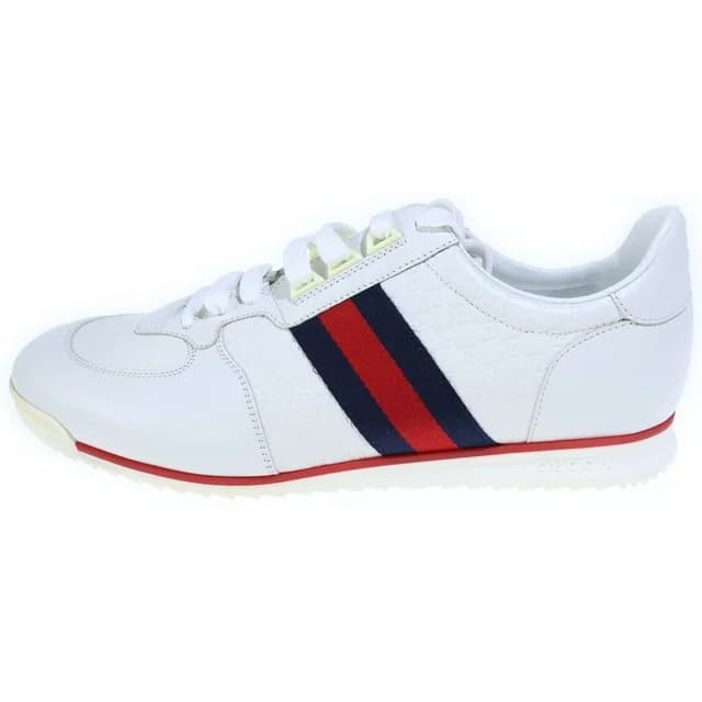 Gucci Micro Guccissima Side Line Low-Top Sneakers Leather White in White Leather from The Reluxe, photo 1 of 1