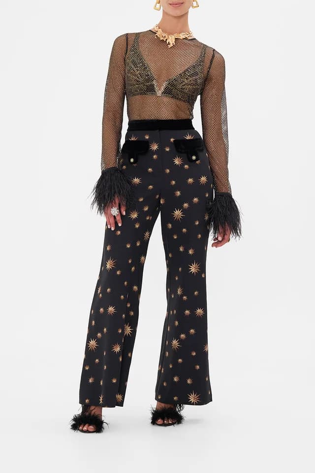 Camilla eBoutique (AU) CRYSTAL MESH TOP WITH FEATHERS SOUL OF A STAR GAZER, image 1 of 1 from CAMILLA