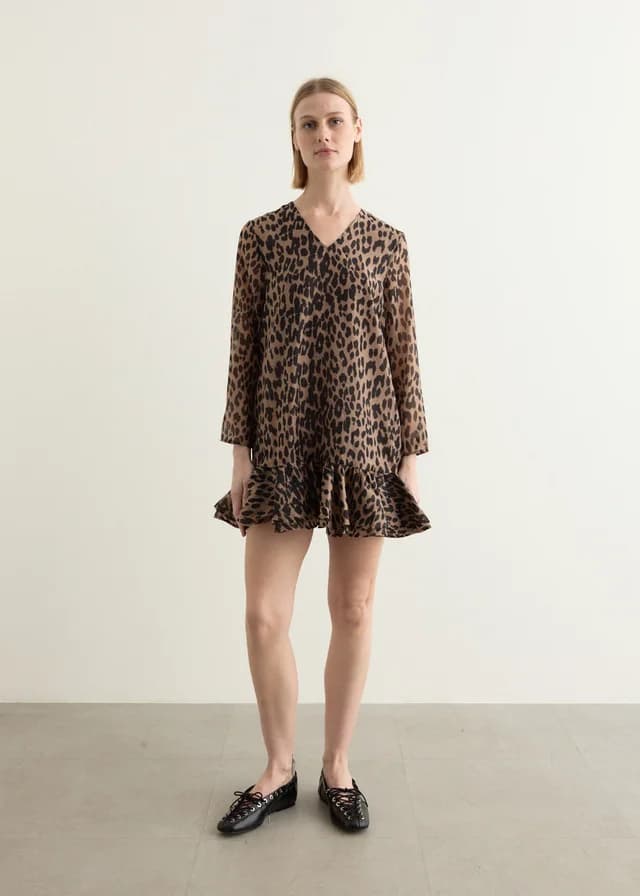 Baum und Pferdgarten Agnel Dress in Camel Leopard, image 1 of 1 from Incu