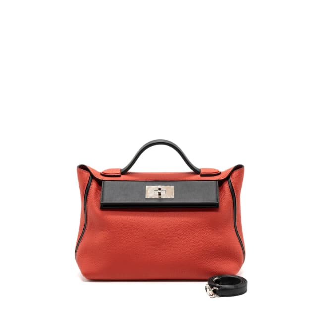 Hermès 24/ -29 Bag Clemence/ Swift Rouge Pivoine/Noir SHW Stamp C in Black Clemence leather from EMIER, photo 1 of 1