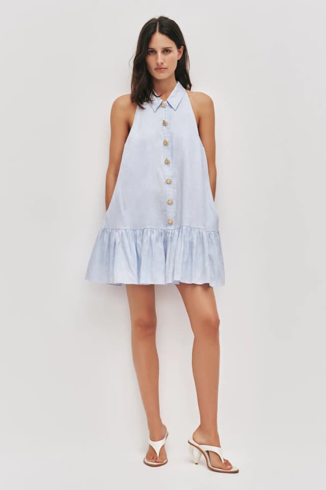 AJE Raya Mini Dress in COOL WATER, image 1 of 1 from Aje
