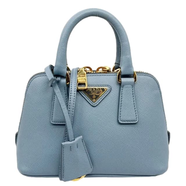 Prada Promenade Saffiano Lux Leather Shoulder Bag Blue in Blue Saffiano leather from Dallas Designer Handbags, photo 1 of 1