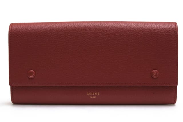 Celine Wallet Leather Red Large Flap Multifunction in Drummed Function in Red Leather from The Reluxe, photo 1 of 1