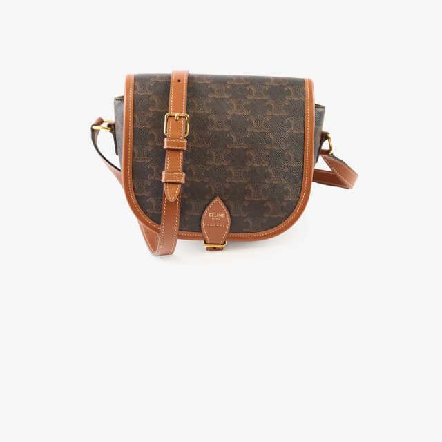 Celine Triomphe Medium Folco Crossbody Tan Brown in Brown Canvas from The Purse Affair, photo 1 of 1