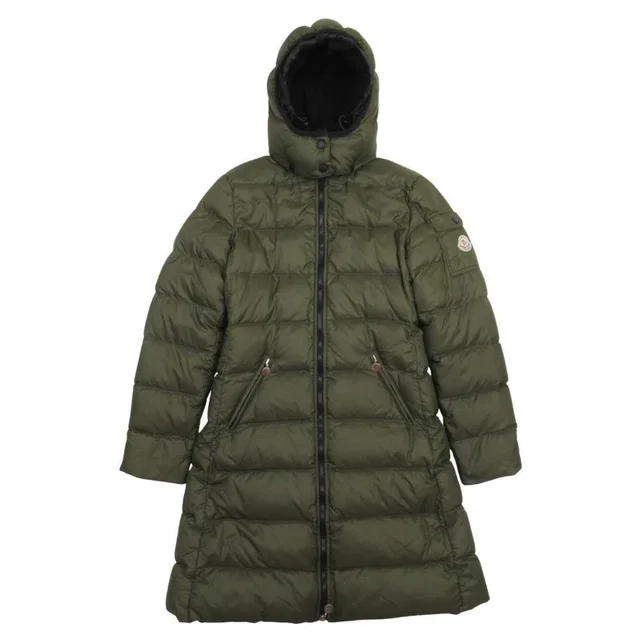 Moncler Moka Down Jacket Coat Hood Removable Quilted 0 Khaki in Green from The Reluxe, photo 1 of 1