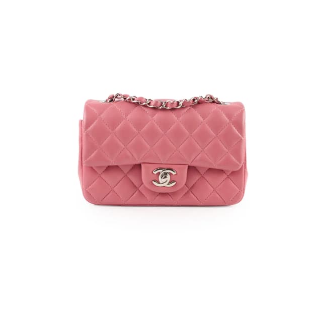 Chanel Classic Rectangle Mini Flap Lambskin Leather Pink in Pink Lambskin from The Purse Affair, photo 1 of 1