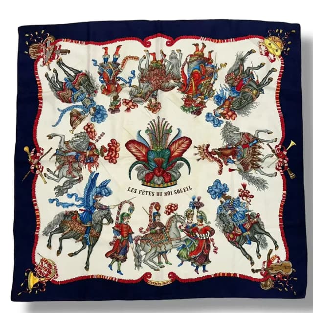 Hermès Scarf Silk Carre 90 les Fetes du Roi Soleil Celebration of the Sun King in Silk from The Reluxe, photo 1 of 1