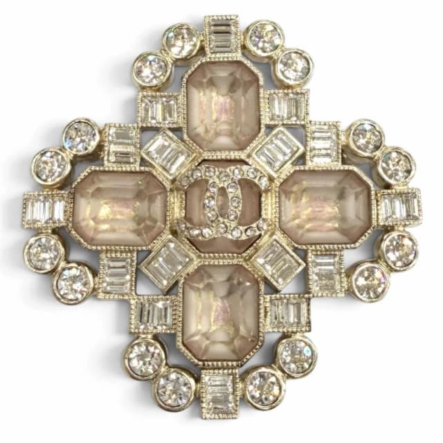 Chanel CC Logo Rhinestone Bijou Brooch Pink Silver in Pink from The Reluxe, photo 1 of 1