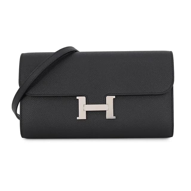 Hermès Wallet Constance To Go Long Black Silver Epsom in Black Epsom leather from The Reluxe, photo 1 of 1