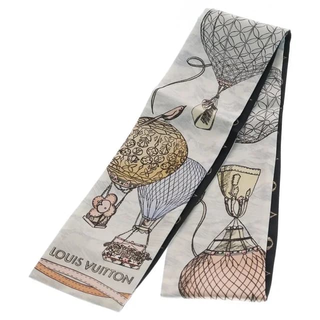 Louis Vuitton Bandeau Up and Away Gray Silk Scarf Black in Black Silk from The Reluxe, photo 1 of 1