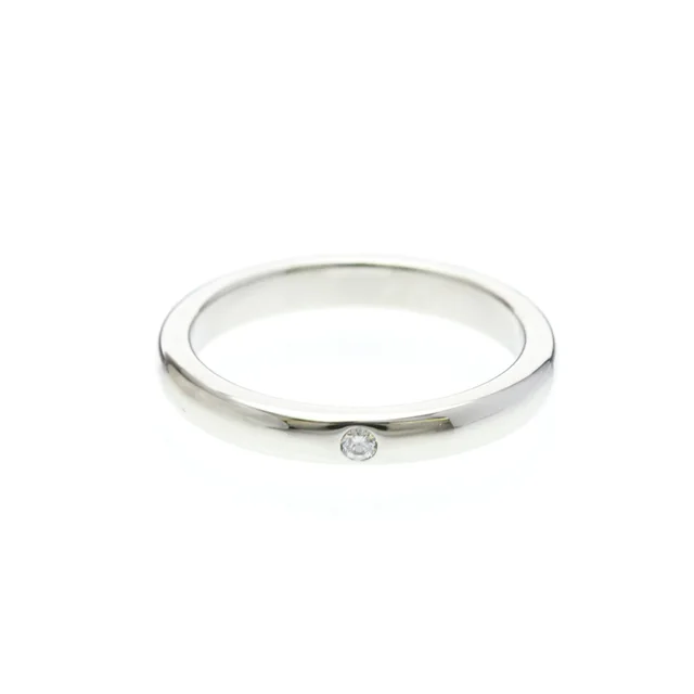 Tiffany & Co. Stacking Band Ring 1P Diamond Platinum Fashion Diamond Band Ring Silver in Silver Platinum from Elady, photo 1 of 1