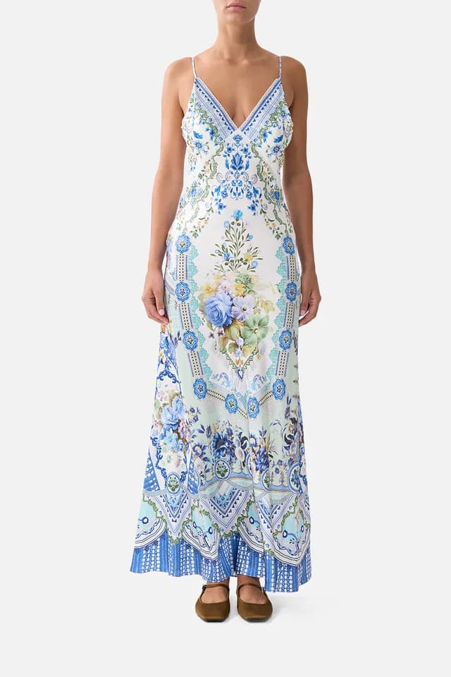 Camilla eBoutique V NECK FULL LENGTH BIAS SLIP DRESS MY HOMESPUN HEART, image 1 of 1 from CAMILLA