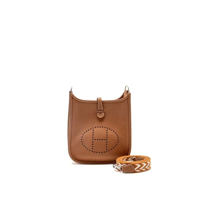 Hermès mini evelyne clemence gold with multicolour strap SHW Stamp U in Gold Clemence leather from EMIER, photo 1 of 1