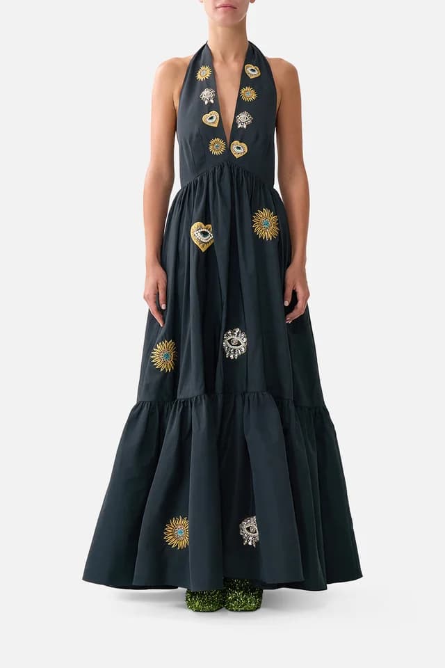 Camilla eBoutique RUFFLE HEM HALTER DRESS AMULETS AND ALCHEMY, image 1 of 1 from CAMILLA