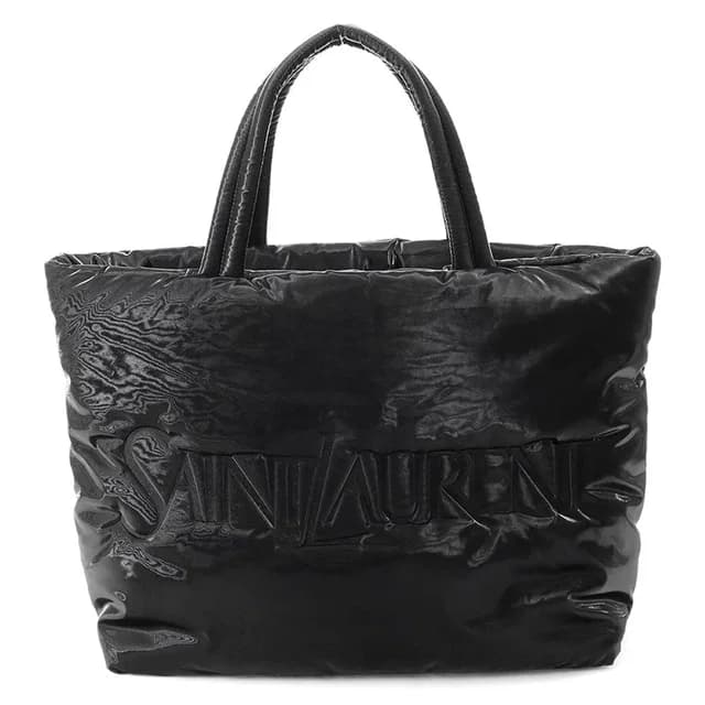Saint Laurent Tote Bag Wide Puffer Logo Nylon Black in Black Nylon from The Reluxe, photo 1 of 1