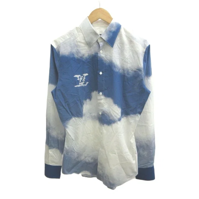 LV Cloud Print Long Sleeve Shirt Cotton White Blue Regular M in White from The Reluxe, photo 1 of 1