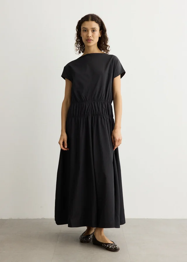 Studio Nicholson Ruched Waist Panel Dress in COAL, image 1 of 1 from Incu