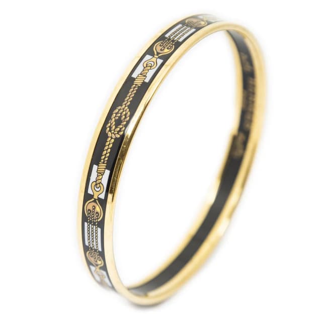 Hermès Enamel Bangle Black pumochi Bracelet in Black from The Reluxe, photo 1 of 1