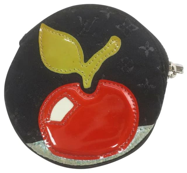 Louis Vuitton Black Satin Monogram Conte de Fees Apple Round Coin Purse in Black Satin from Bagriculture, photo 1 of 1