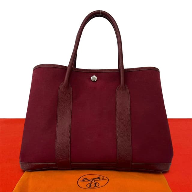 Hermès Garden Party PM Toile Officier Buffalo Handbag Rouge Imperial in Red from The Reluxe, photo 1 of 1