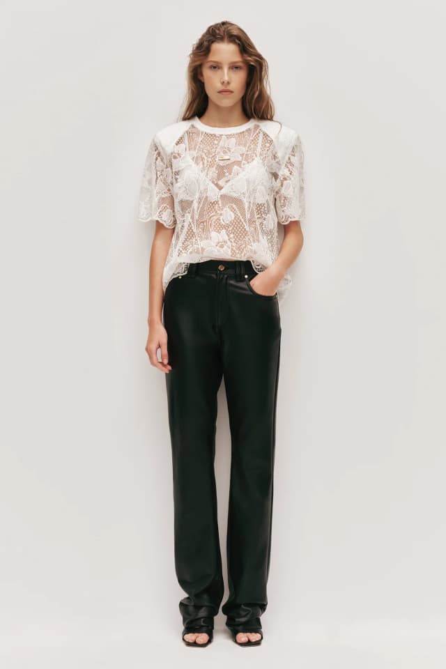 AJE Pippa Lace Tee in IVORY, image 1 of 1 from Aje