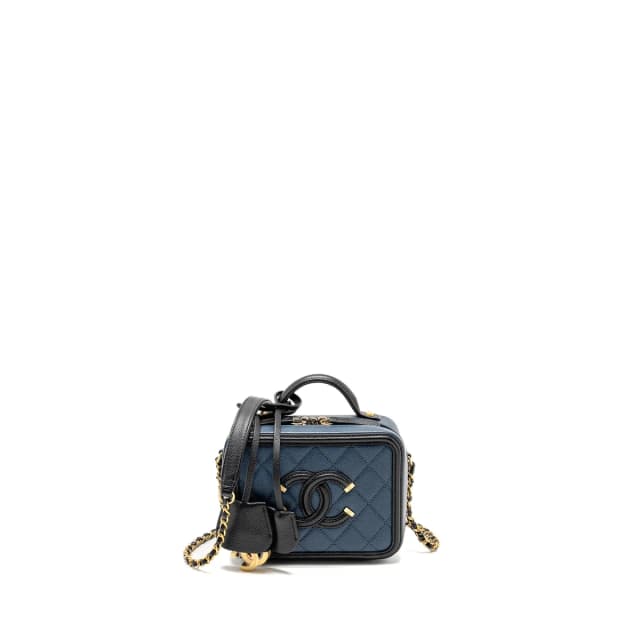Chanel Mini Filigree Vanity Camera Bag Caviar Navy/Black GHW in Black Caviar leather from EMIER, photo 1 of 1