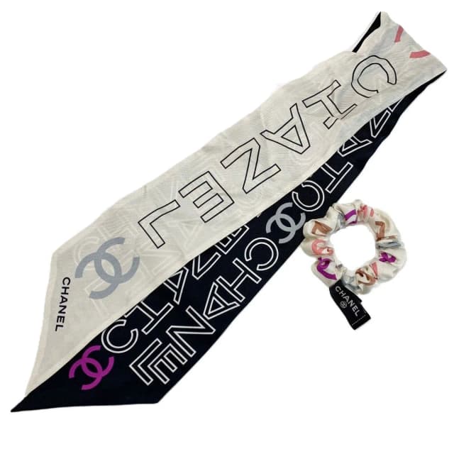 Chanel Scarf Scrunchie Set CC Logo Multicolor Silk in Multicolor Silk from The Reluxe, photo 1 of 1