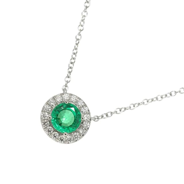 Tiffany & Co. Soleste Emerald Diamond Necklace 40 Platinum in Green from The Reluxe, photo 1 of 1